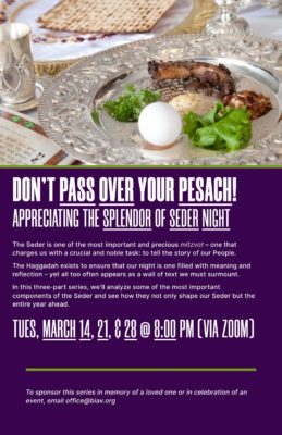 Rabbi Glass' Pre-Pesach Shiur series