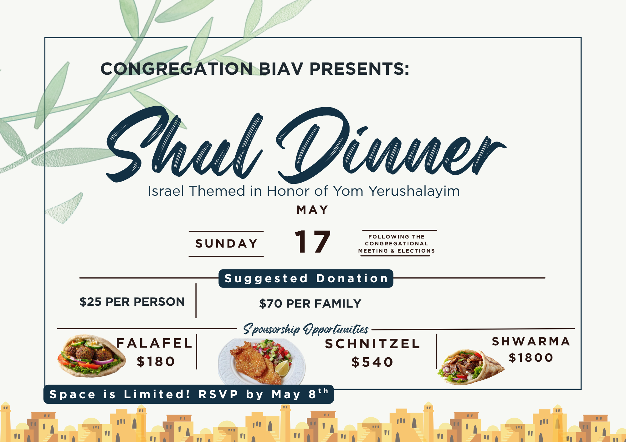 Congregational Meeting followed by Shul Dinner